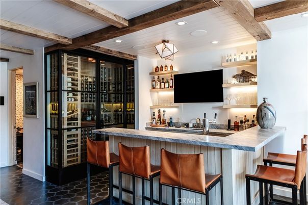 Interior, Recessed Lighting, Wine Storage, Wooden Beams
