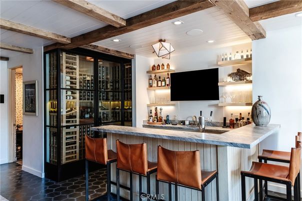 Interior, Recessed Lighting, Wine Storage, Wooden Beams