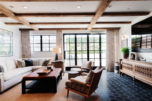 Interior, Living room, Recessed Lighting, Wooden Beams