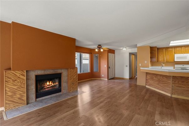 Fireplace, Interior, Kitchen, Wood Texture Flooring