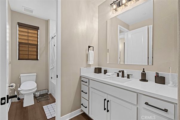 Bathroom, Dual Sink Vanities, Interior, Wood Texture Flooring