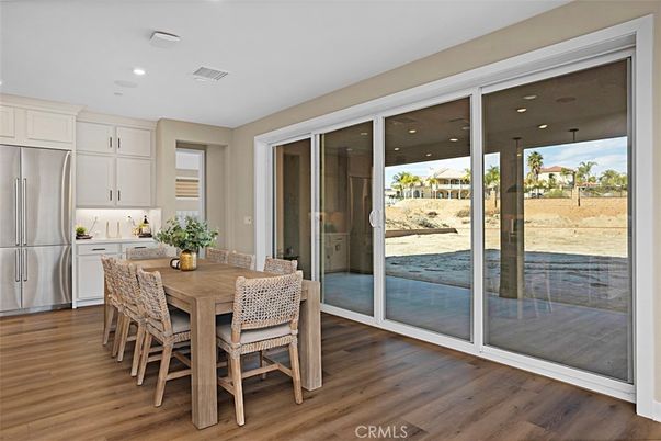 Dining room, Interior, Kitchen, Recessed Lighting, Wood Texture Flooring