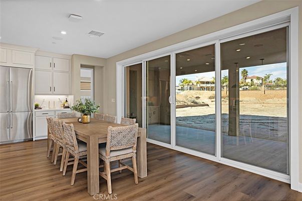 Dining room, Interior, Kitchen, Recessed Lighting, Wood Texture Flooring