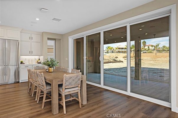 Dining room, Interior, Kitchen, Recessed Lighting, Wood Texture Flooring
