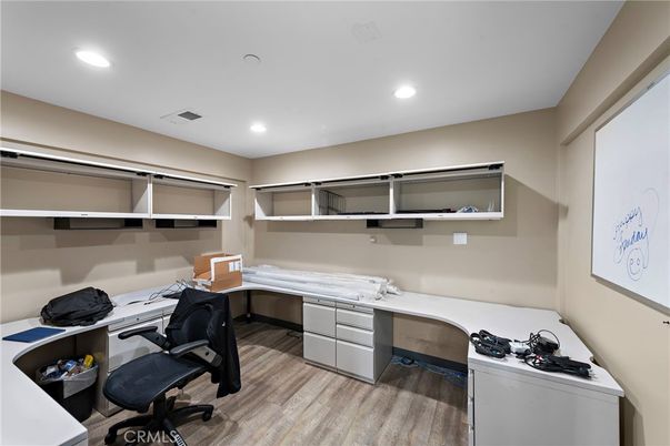 Home Office, Interior, Recessed Lighting, Wood Texture Flooring