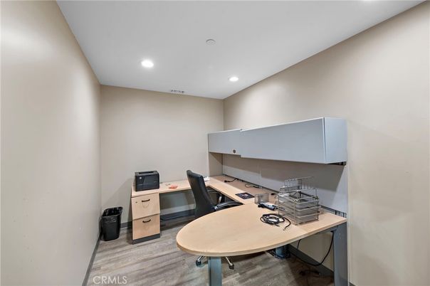 Home Office, Interior, Recessed Lighting, Wood Texture Flooring