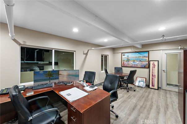 Home Office, Interior, Recessed Lighting, Wood Texture Flooring