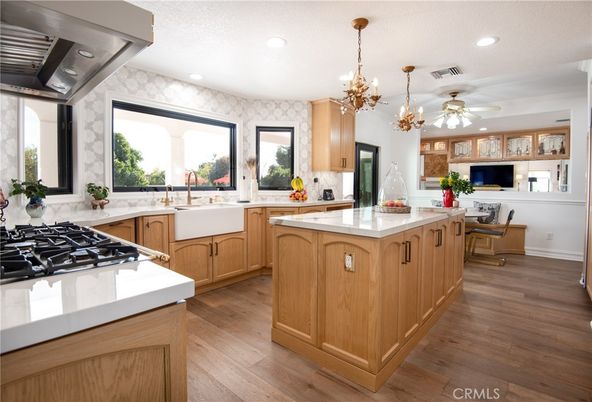Chandelier, Interior, Kitchen, Recessed Lighting, Wood Texture Flooring