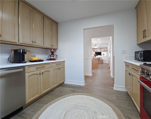 Interior, Kitchen, Stainless Steel Appliances, Wood Texture Flooring