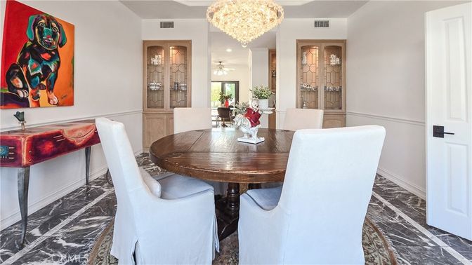 Chandelier, Dining room, Interior, Marble