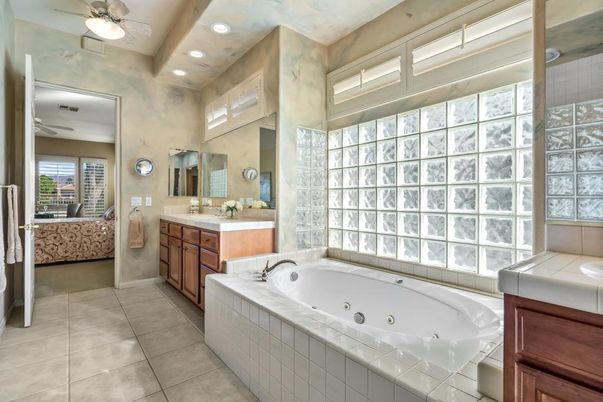 Bathroom, Bedroom, Dual Sink Vanities, Interior, Recessed Lighting, Tile Countertops