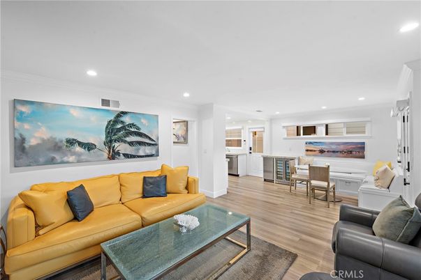 Dining room, Interior, Kitchen, Living room, Recessed Lighting, Wood Texture Flooring