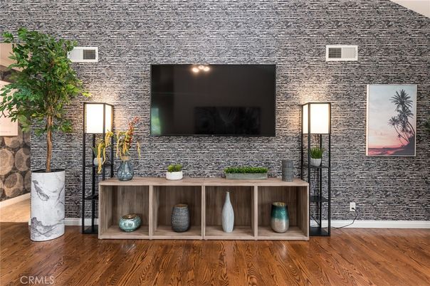 Interior, Stone Walls, Wood Texture Flooring