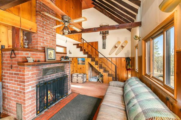 Fireplace, Interior, Stone Walls, Wooden Beams