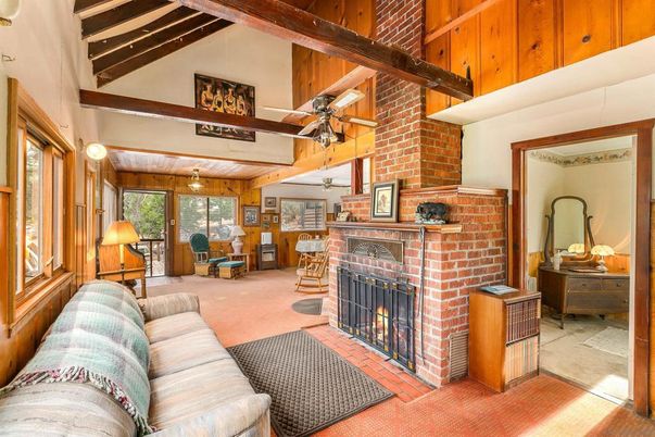 Fireplace, Interior, Stone Walls, Wooden Beams