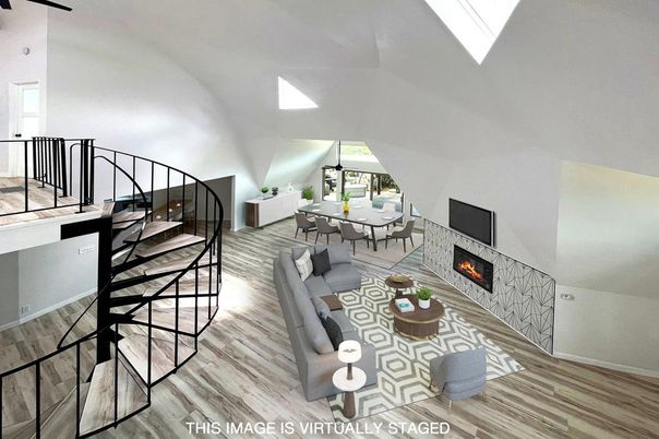 Dining room, Fireplace, Interior, Living room, Wood Texture Flooring