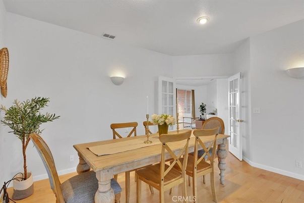 Dining room, Interior, Recessed Lighting, Wood Texture Flooring