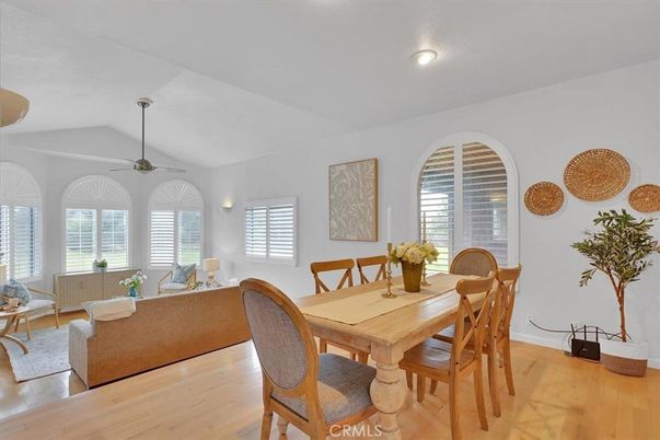 Dining room, Interior, Living room, Recessed Lighting, Wood Texture Flooring