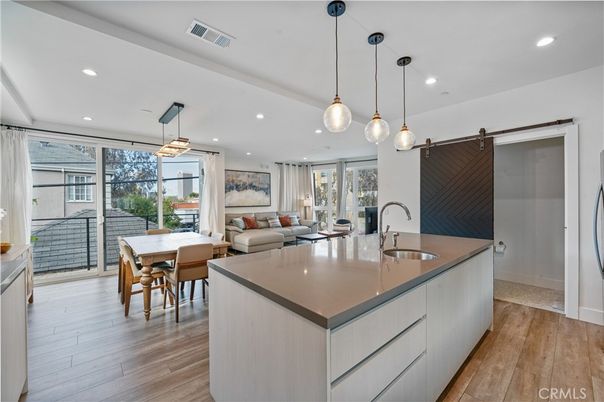 Dining room, Interior, Kitchen, Living room, Pendant Lights, Recessed Lighting, Wood Texture Flooring