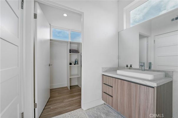 Bathroom, Interior, Recessed Lighting, Wood Texture Flooring