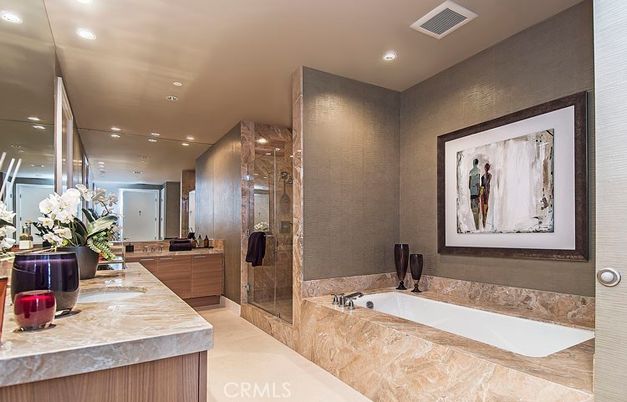 Bathroom, Dual Sink Vanities, Glass Shower, Interior, Recessed Lighting