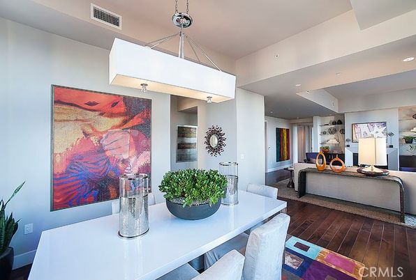 Dining room, Interior, Living room, Pendant Lights, Recessed Lighting, Wood Texture Flooring