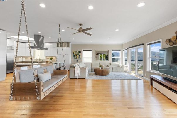 Dining room, Interior, Kitchen, Living room, Pendant Lights, Recessed Lighting, Wood Texture Flooring