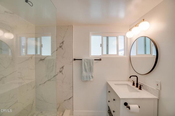 Bathroom, Glass Shower, Interior, Marble Walls