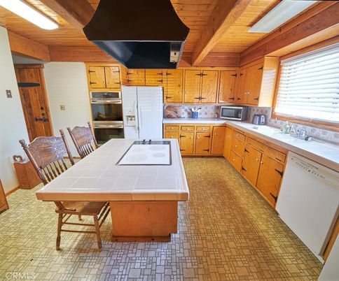 Interior, Kitchen, Tile Countertops, Wooden Beams, Wooden Ceilings
