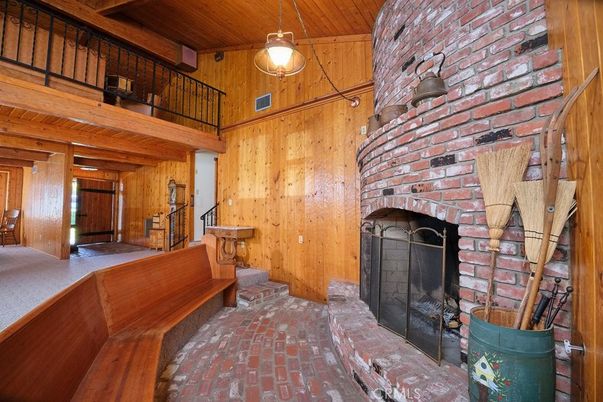 Fireplace, Interior, Pendant Lights, Stone Walls, Wooden Beams, Wooden Ceilings, Wooden Walls