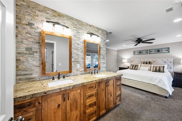 Bathroom, Bedroom, Interior, Recessed Lighting, Stone Walls