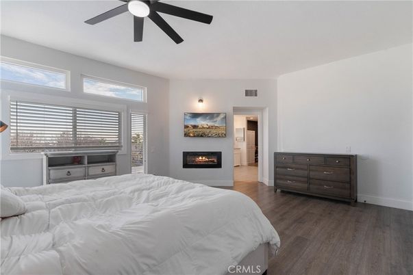 Bedroom, Fireplace, Interior, Wood Texture Flooring