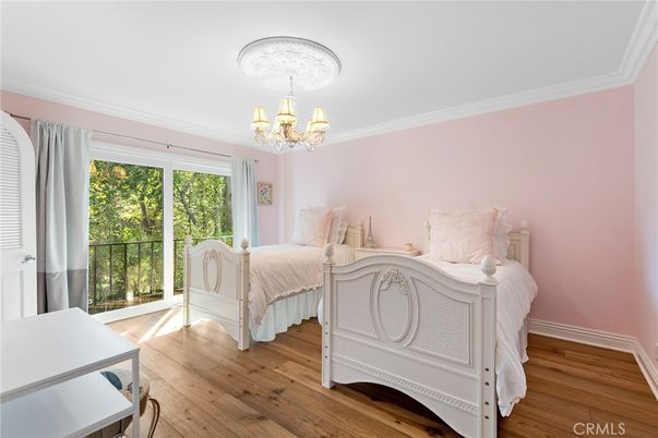 Bedroom, Chandelier, Interior, Wood Texture Flooring