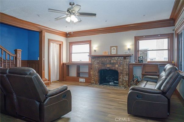 Home Theatre Room, Fireplace, Interior, Recessed Lighting, Wood Texture Flooring