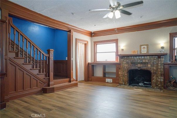 Empty room, Fireplace, Interior, Wood Texture Flooring