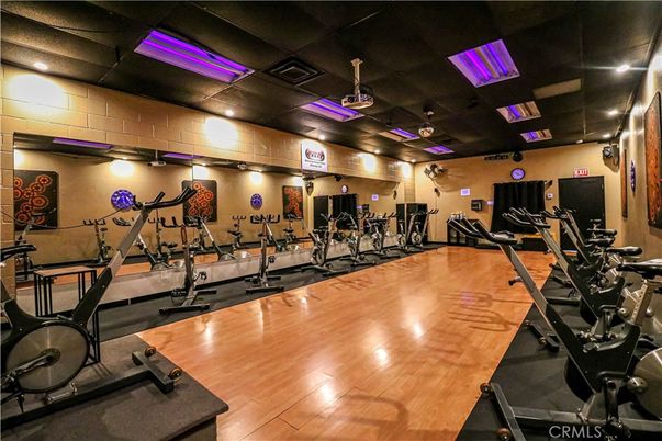 Fitness Equipment, Gym, Interior, Recessed Lighting, Wood Texture Flooring