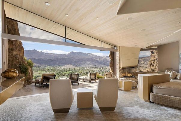 Fireplace, Interior, Living room, Recessed Lighting, Wooden Ceilings