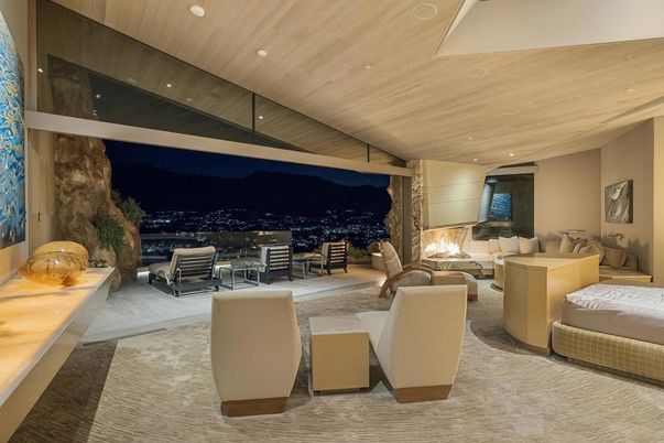 Fireplace, Interior, Living room, Recessed Lighting, Wooden Ceilings