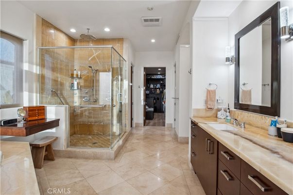 Bathroom, Glass Shower, Interior, Recessed Lighting