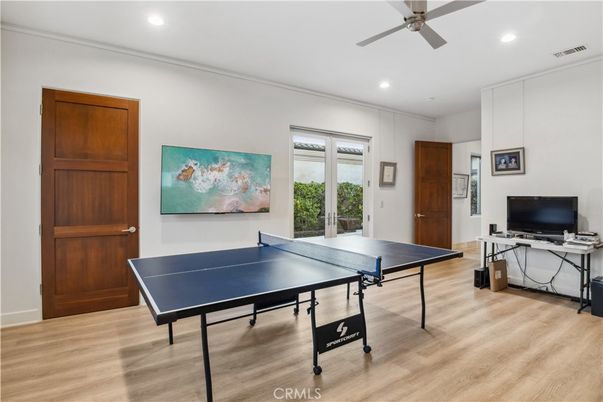Game Room, Interior, Recessed Lighting, Wood Texture Flooring