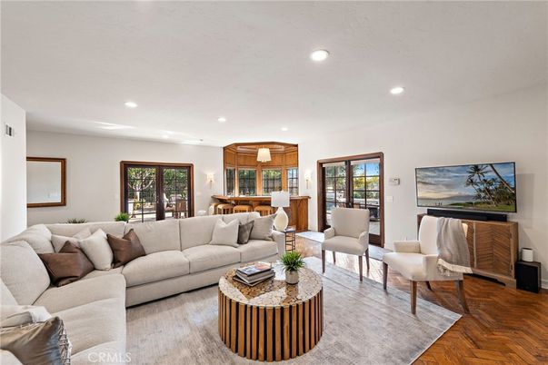Dining room, Interior, Living room, Recessed Lighting, Wood Texture Flooring