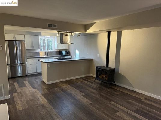 Interior, Kitchen, Stainless Steel Appliances, Wood Texture Flooring