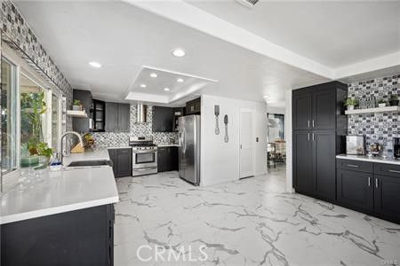 Interior, Kitchen, Marble, Recessed Lighting, Stainless Steel Appliances