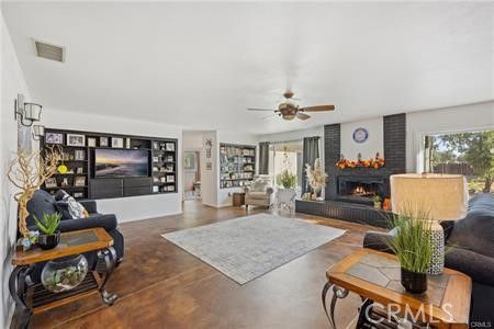 Dining room, Fireplace, Interior, Living room, Wood Texture Flooring