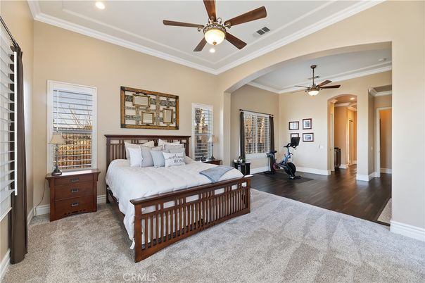 Bedroom, Fitness Equipment, Interior, Recessed Lighting, Wood Texture Flooring