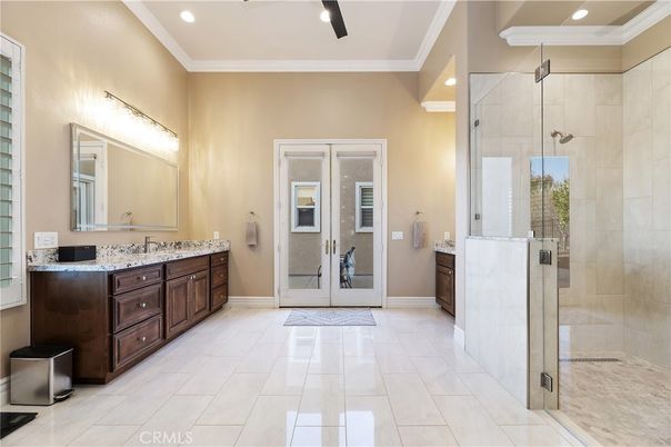 Bathroom, Dual Sink Vanities, Glass Shower, Interior, Recessed Lighting