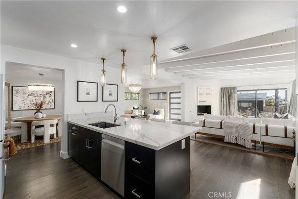 Dining room, Interior, Kitchen, Living room, Pendant Lights, Recessed Lighting, Wood Texture Flooring