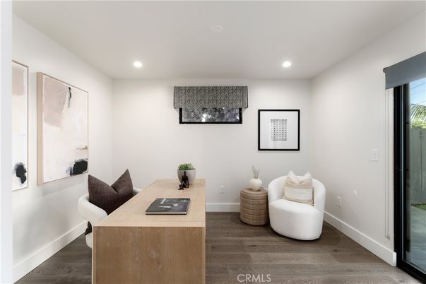 Home Office, Interior, Recessed Lighting, Wood Texture Flooring