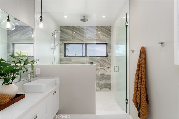 Bathroom, Glass Shower, Interior, Recessed Lighting