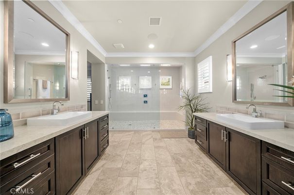 Bathroom, Dual Sink Vanities, Glass Shower, Interior, Recessed Lighting